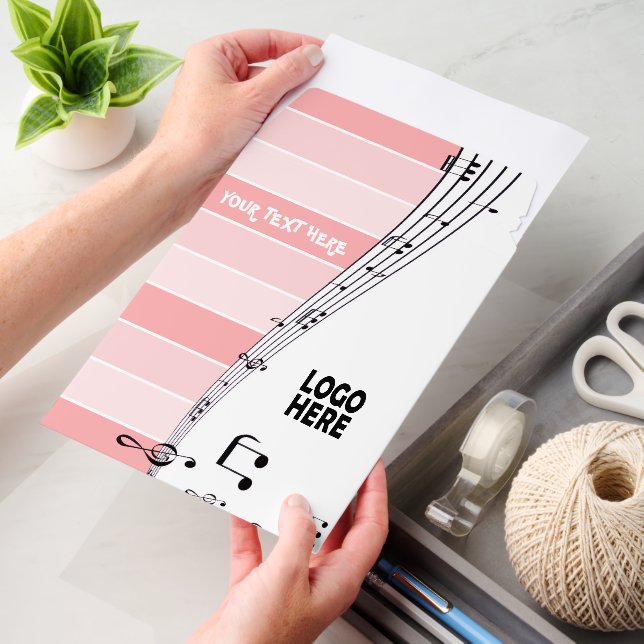 Musician music staff and logo pink stripes envelope mailers (Desk)