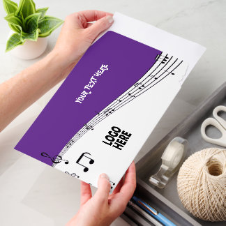 Musician music staff and logo purple and white envelope mailers