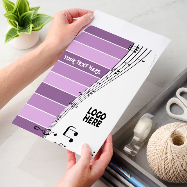 Musician music staff and logo purple stripes envelope mailers (Desk)