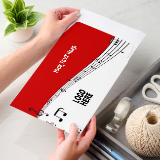 Musician music staff and logo red and white envelope mailers