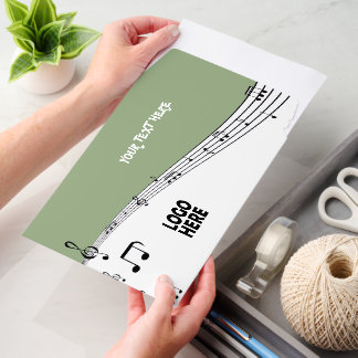 Musician music staff and logo sage green envelope mailers