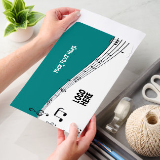 Musician music staff and logo teal blue envelope mailers
