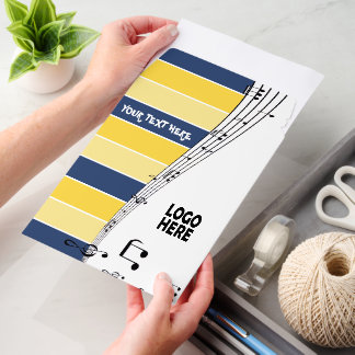 Musician music staff and logo yellow blue stripes envelope mailers