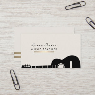 Musician Music Teacher Guitar instrument Gold Business Card