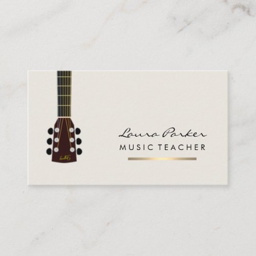 Musician Music Teacher Guitar instrument Gold Business Card