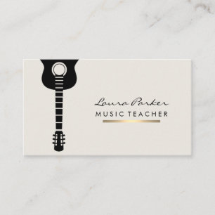 Musician Music Teacher Guitar instrument Gold Business Card