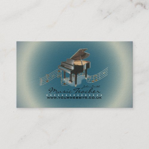 MusicianMusic Teacher Piano 1 Deep Blue BG Business Card