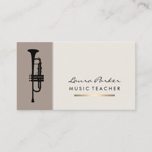 Musician Music Teacher Trumpet instrument Gold Business Card