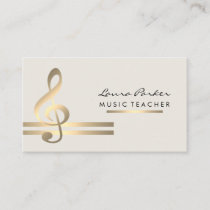 Musician Music Teacher with Musical Notes in Gold Business Card