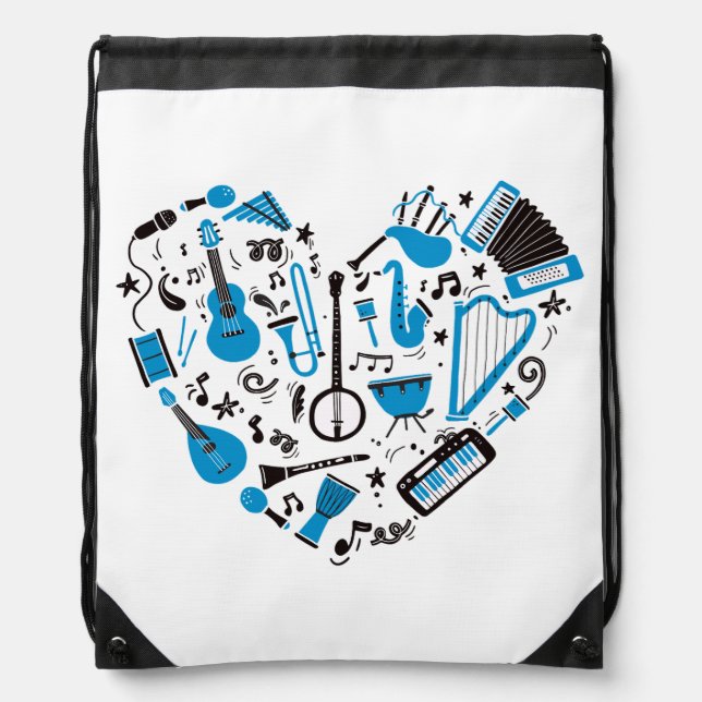 Musician Musical Instrument Heart Tool Drawstring Bag (Front)