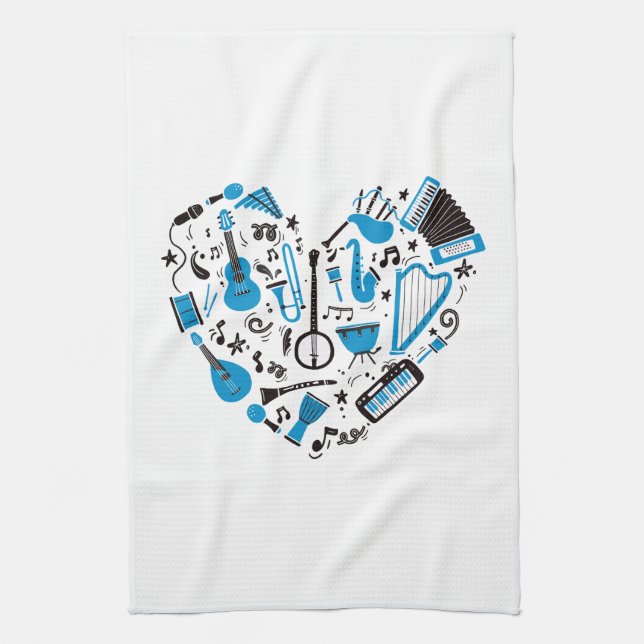 Musician Musical Instrument Heart Tool Kitchen Towel (Vertical)