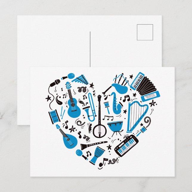 Musician Musical Instrument Heart Tool Postcard (Front/Back)