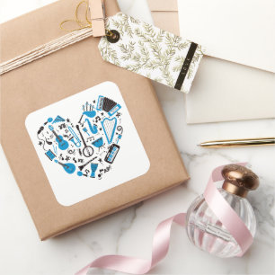 Musician Musical Instrument Heart Tool Square Sticker