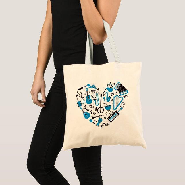 Musician Musical Instrument Heart Tool Tote Bag (Front (Product))