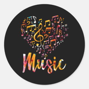 Musician Musical Instrut Music Notes Treble Clef Classic Round Sticker