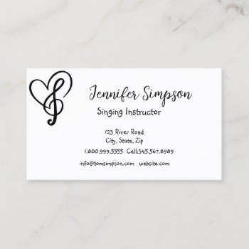 Musician Musical Music Notes Singing Instructor  B Business Card by countrymousestudio at Zazzle
