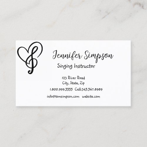 Musician Musical Music Notes Singing Instructor  B Business Card
