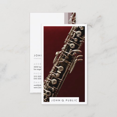 Musician Oboe Photograph Business Card