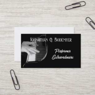 Musician Performer Elegant Black White  Business Card