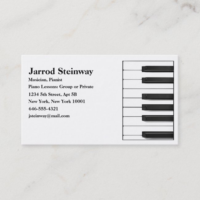 Musician/Pianist Business Card