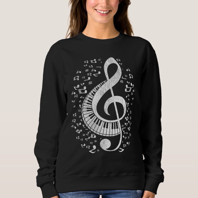 Musician Pianist Music Notes Keyboard Treble Clef  Sweatshirt (Front)
