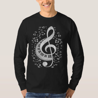 Musician Pianist Music Notes Keyboard Treble Clef T-Shirt