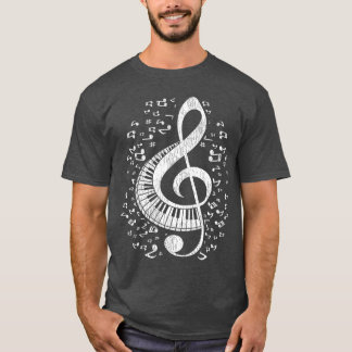 Musician Pianist Music Notes Keyboardreble Clef Pi T-Shirt
