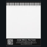 Musician Piano Keys Music Business QR Code Letterhead<br><div class="desc">A stylish letterhead for a professional musician,  with black and white piano keys design at the top. Personalize the text with your name,  business type and contact details. The design also includes a QR code to direct to your website URL.</div>
