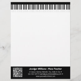 Musician Piano Keys Music Business QR Code Letterhead