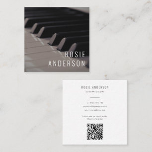 Musician Piano Keys QR Code Modern Photo Square Business Card