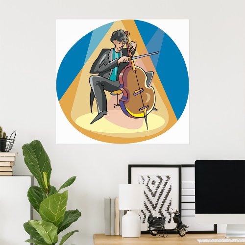 Musician Playing The Chello Poster