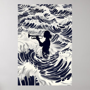 Musician Playing Trumpet - Jazz Music Wall Art Pos