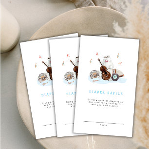 Musician Polar Bear Diaper Raffle Baby Shower  Enclosure Card