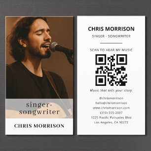 Musician QR Code Photo Singer Songwriter Business Card