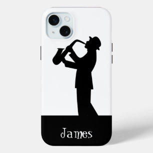 Musician Saxophone Silhouette Quote Art Customize iPhone 15 Plus Case