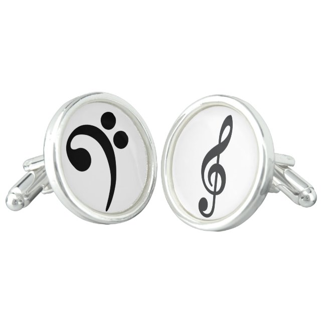 Musician Treble Clef Bass Clef Music Cufflinks (Angled)