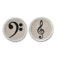 Music note treble clef CUFFLINKS gift, personalised engraved cuff link box - popular 011