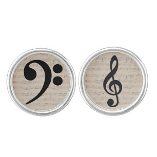 Musician Treble Clef Bass Clef Music Note Cufflinks