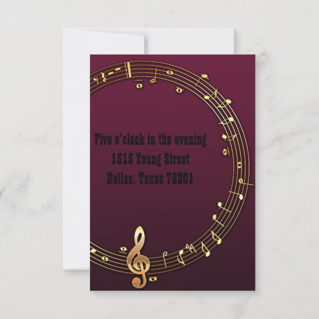 Musician Wedding Invitations (Back)