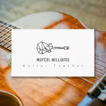 Musician White Business Card With A Guitar by mixedworld at Zazzle