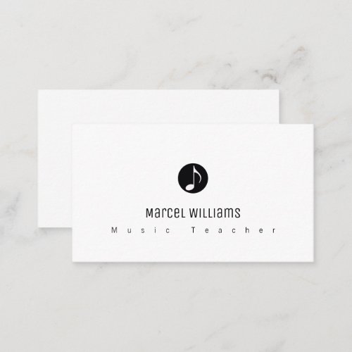 musician white business card with music note