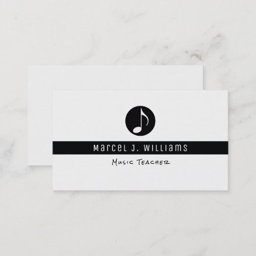 musician white business card with music note