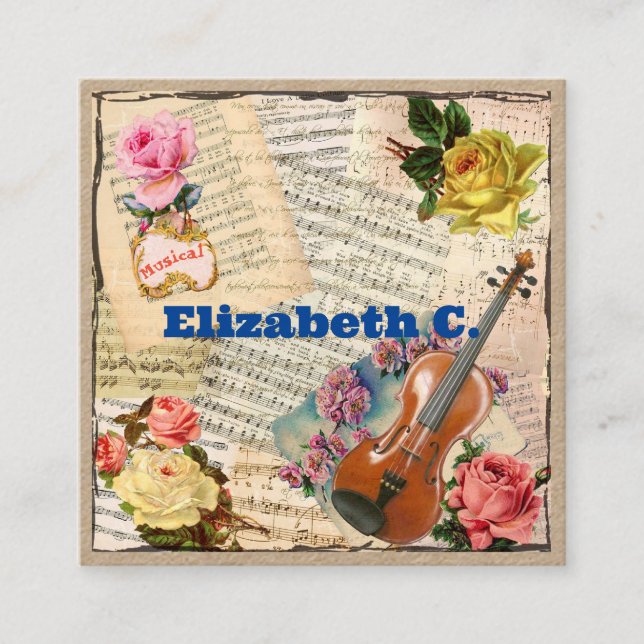 Musician with instructor Degree Premium Square Business Card (Front)