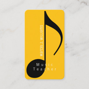 Musician Yellow Business Card with Musical Note