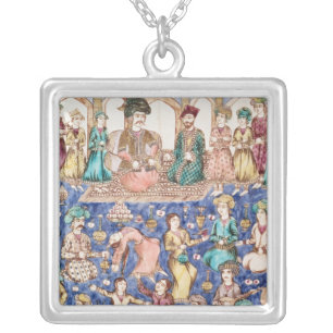 Musicians and dancers silver plated necklace