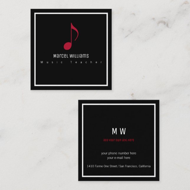 musician's black business card with musical note (Front/Back)