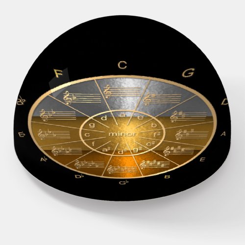 Musicians Circle of Fifths Shines through Glass Paperweight