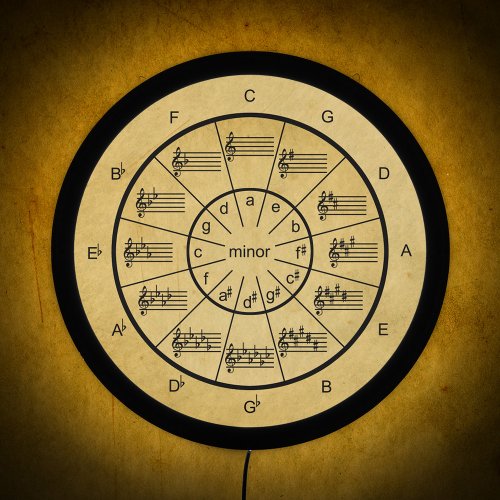 Musicians Circle of Fifths with Vintage Look LED Sign