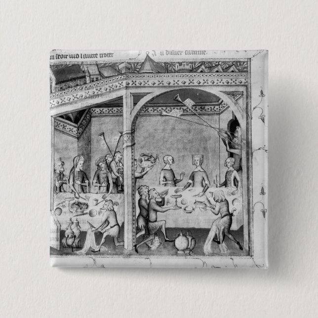 Musicians entertaining at a banquet pinback button (Front)
