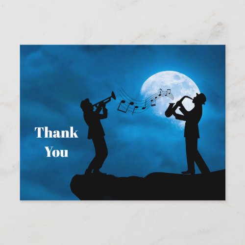 Musicians Full Moon Silhouette Thank You Postcard